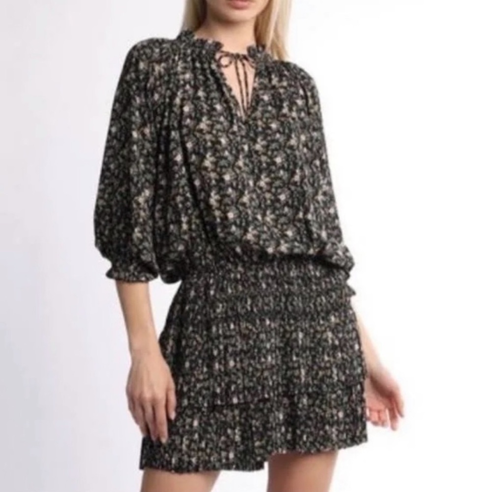 Current Air black floral ruffle dress